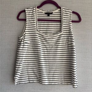 Banana Republic Black and White Striped Square Neck Tank